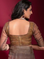 Light Brown Linen Silk Digital Print Saree